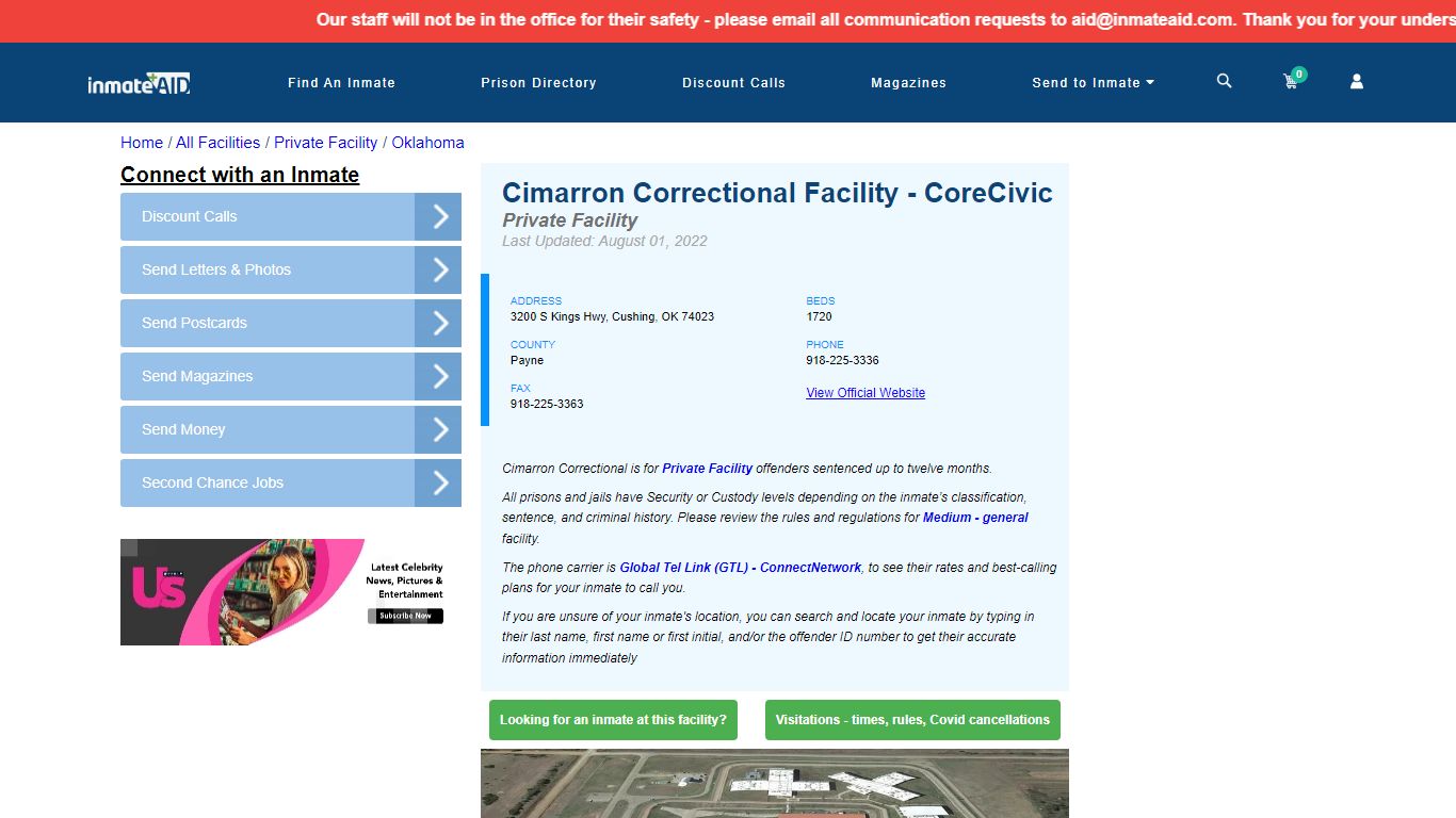 Cimarron Correctional Facility - CoreCivic - Inmate Search ...