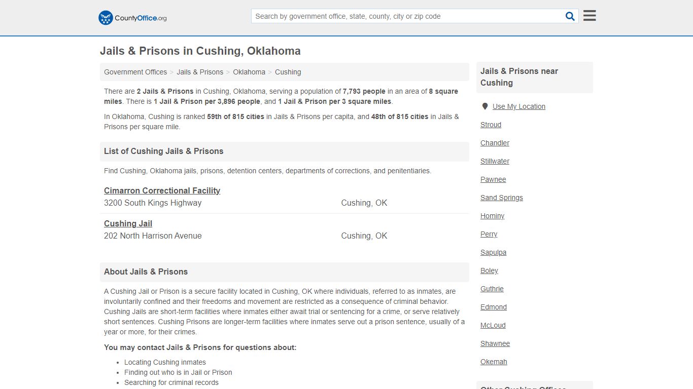Jails & Prisons - Cushing, OK (Inmate Rosters & Records)